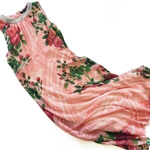 Anthropologie Pankaj & Nidhi Pink Floral Embellished Scarf Midi Dress Womens 4